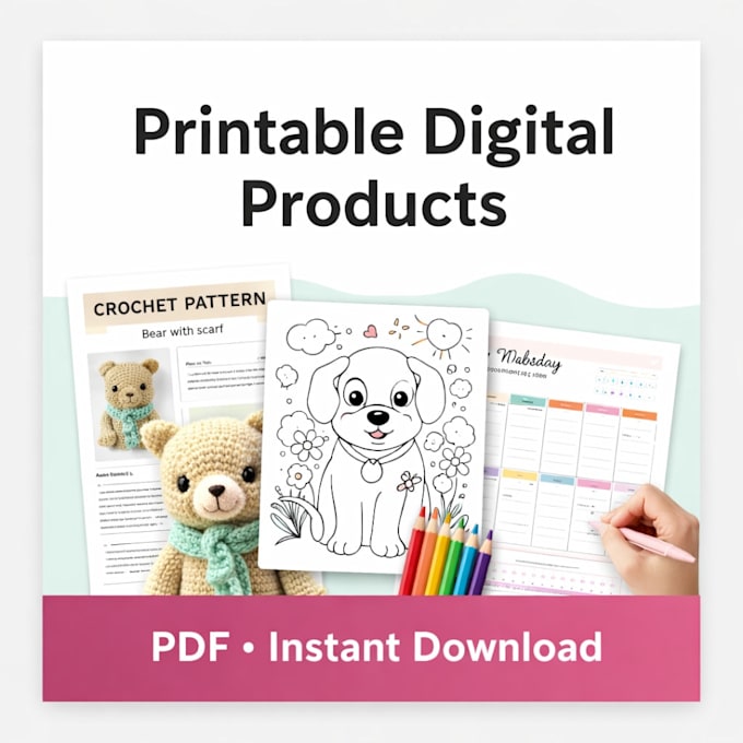 design printable pdfs crochet patterns coloring pages planners