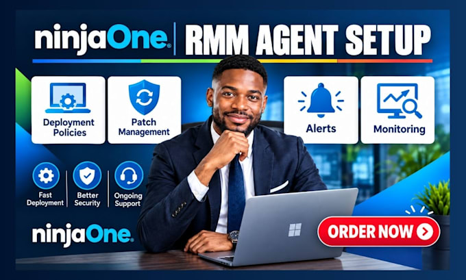 setup ninjaone rmm agent deployment policies patch management alerts monitoring