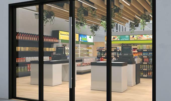 Retail Check Out Area Design Craft 3d mall layout,commercial retail store, checkout counter design ...