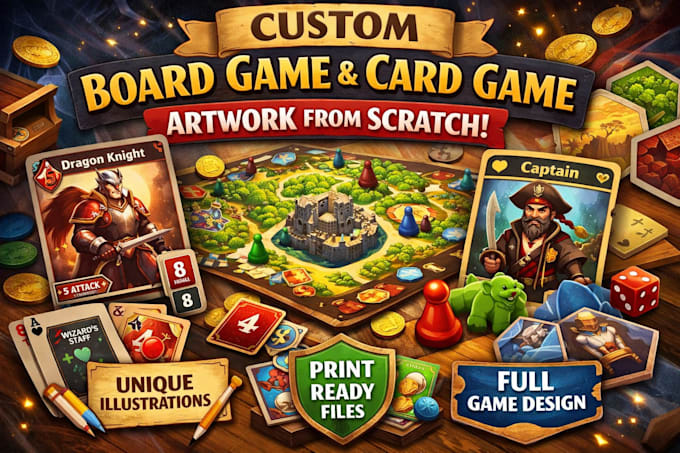design custom board game card game artwork from scratch