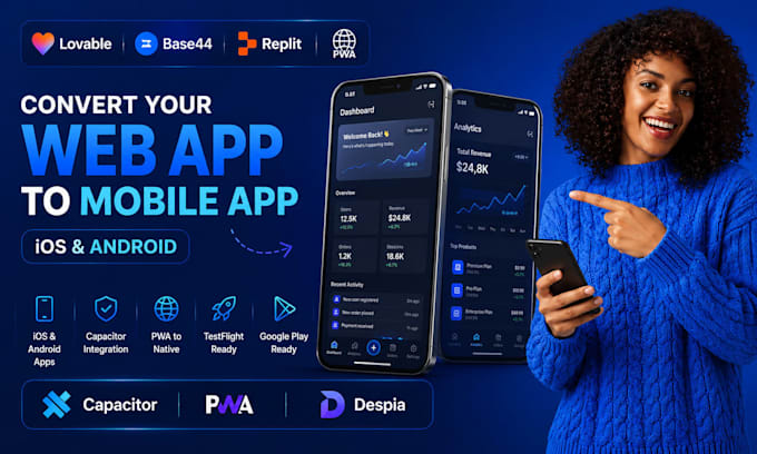 convert lovable base44 app to ios andriod mobile app using capacitor pwa despia