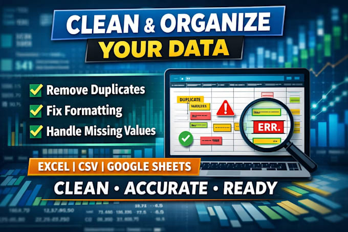 clean, format and organize your excel or CSV data