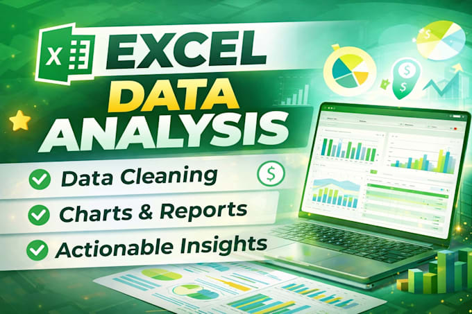excel data analysis, create reports, charts and insights