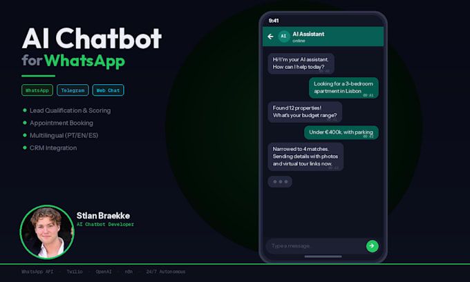 build an ai chatbot for whatsapp, web, or telegram