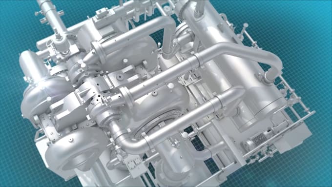 create 3d industrial machine animation compressor and mechanical explainer video