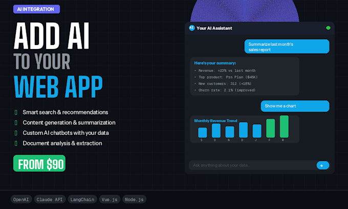 integrate openai, claude, or langchain into your web app