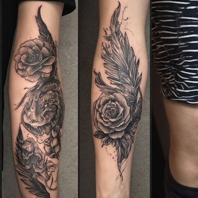 create sleeve tattoo design in geometric style