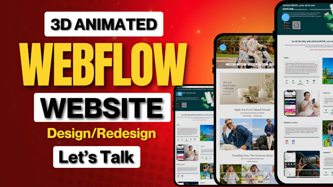 design interactive 3d animated webflow website with smooth animations