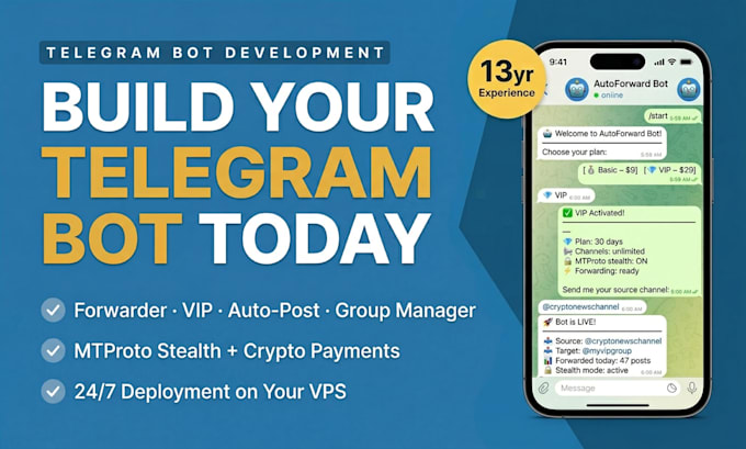 develop a custom advanced telegram bot in python