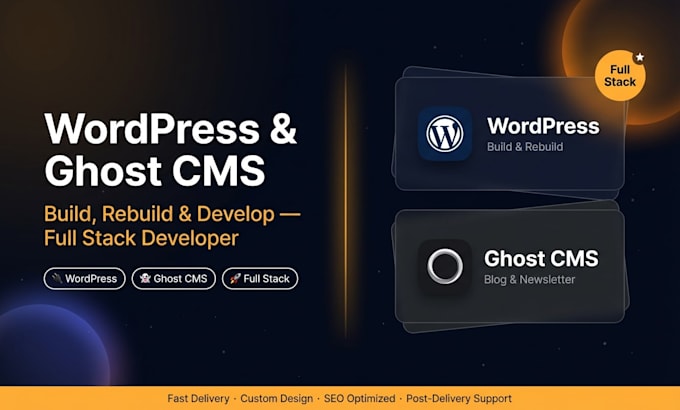 build, rebuild website and ghost cms website development as full stack developer