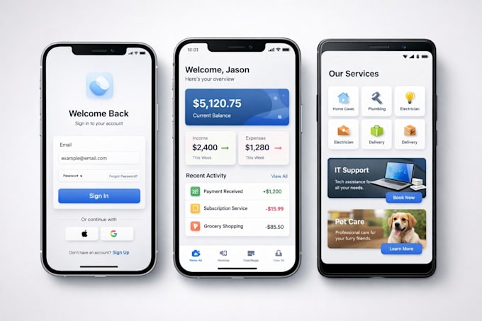 develop a custom mobile app for android and ios