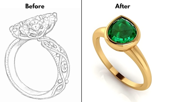 design custom jewelry sketch 3d ring design 3d cad model realistic 3d rendering