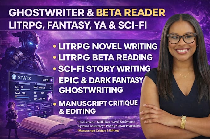 ghostwrite and beta read your litrpg, progression fantasy, ya or sci fi novel