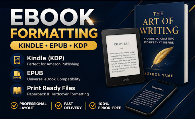 do ebook formatting, kindle formatting, epub formatting and kdp formating