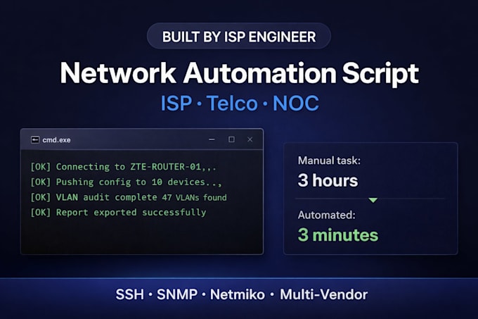 build a python network automation script for isp, telco and noc operations
