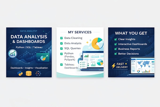 do data analysis using python, sql, tableau and create dashboards