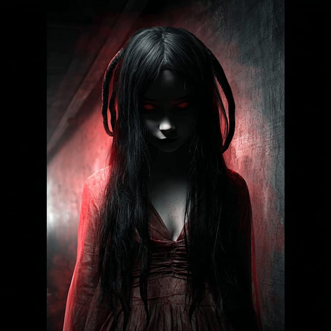 create a horror metal cover illustration with manual drawing