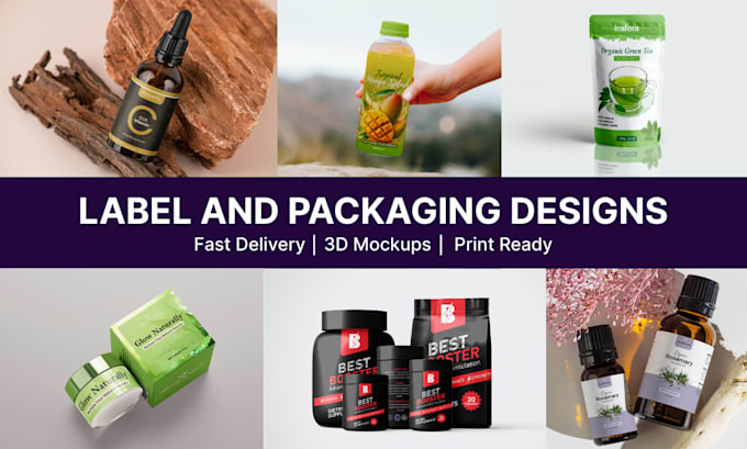 design premium labels, packaging for supplements,   and cosmetics with  mockups