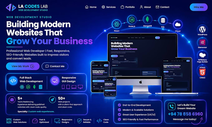 build your custom website as full stack developer