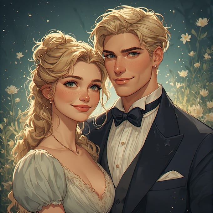 draw romantic couple portrait illustration