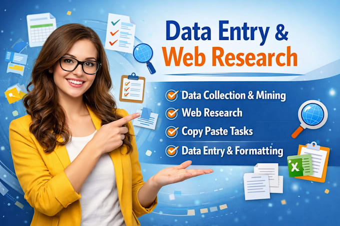 do urgent data entry typing work job, web research, data collection