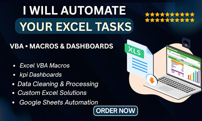 do excel vba, macro, formulas dashboards and spreadsheets automation ,data entry