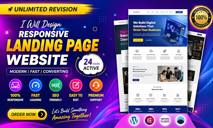 create modern wordpress website or landing page design with fast loading