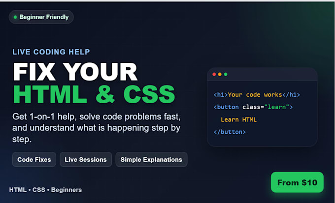 fix your HTML CSS code and explain it