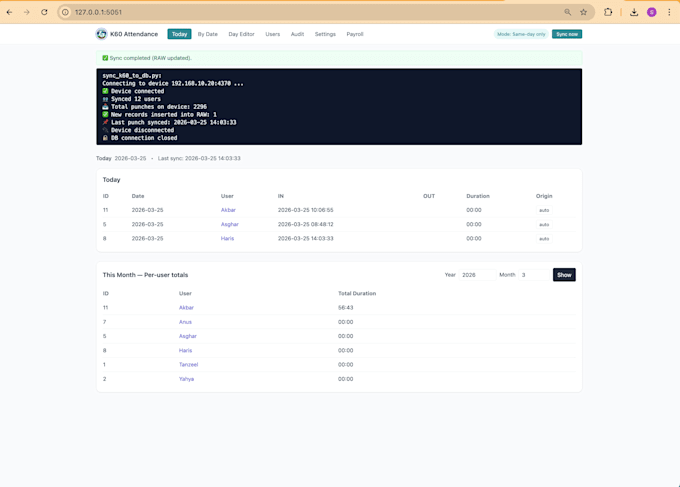 develop attendance payroll management system on python