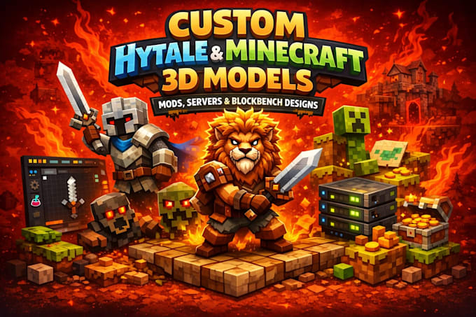 create custom hytale 3d models mc model with texture and animation in blockbench