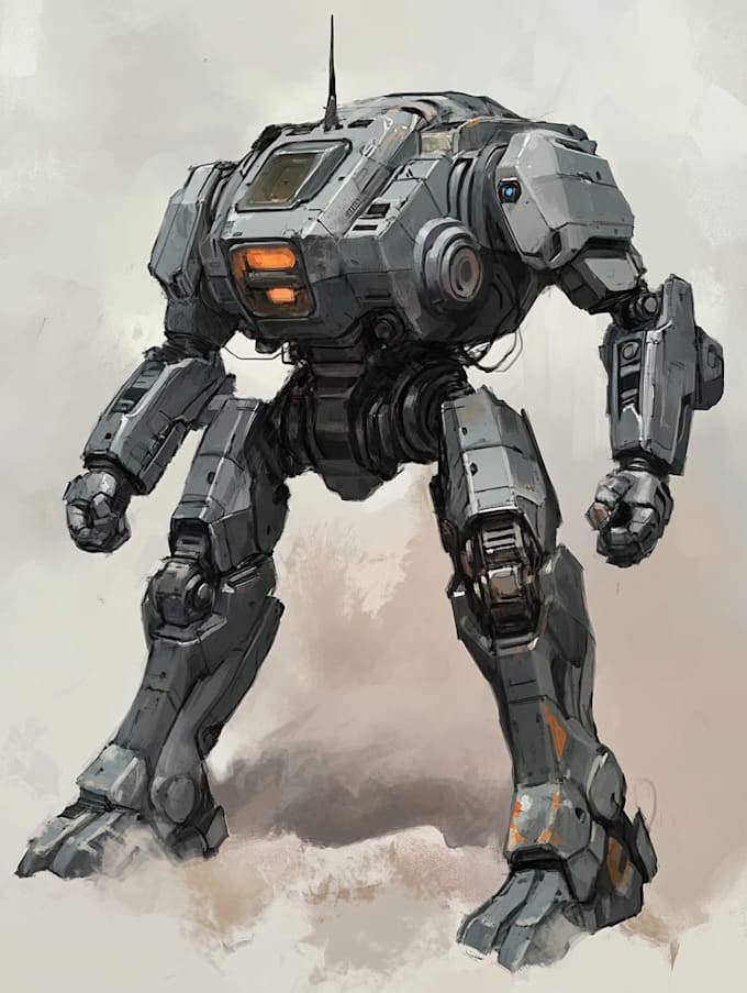 do anime style mecha robot illustrations