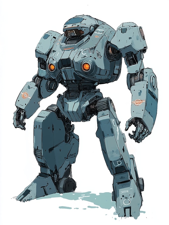 draw anime style mecha robot illustrations