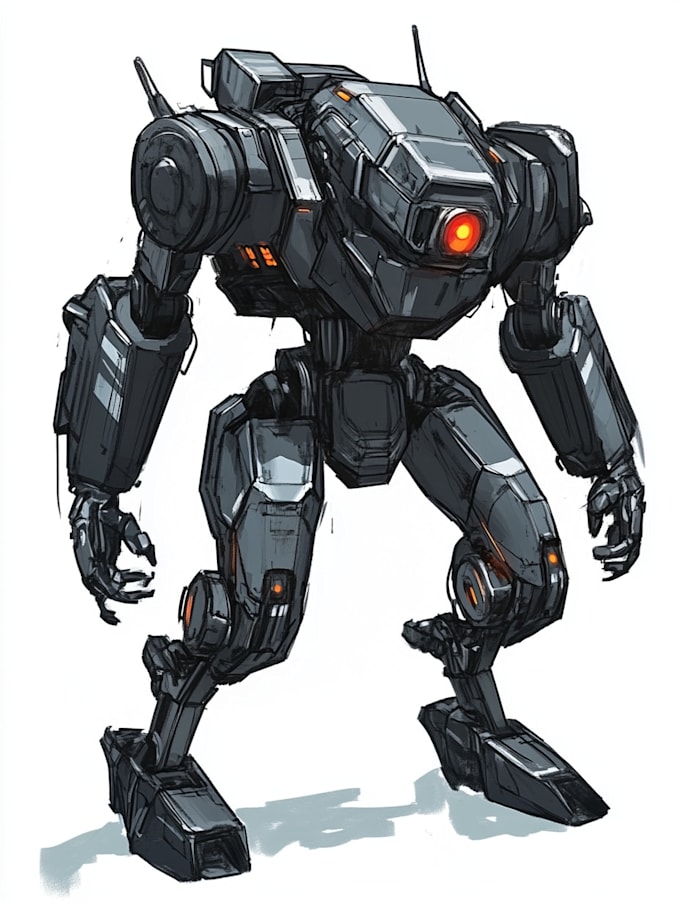 do anime style mecha robot illustrations