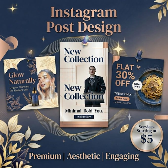 design aesthetic instagram posts and carousels