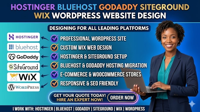 hostinger bluehost godaddy siteground  wix wordpress website design