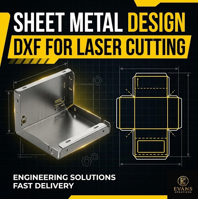 design sheet metal parts and provide dxf for laser cutting