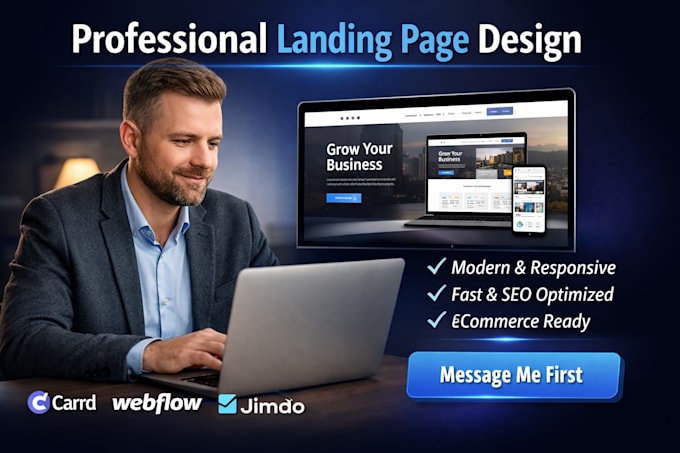 design professional carrd durable webflow jimdo landing page ecommerce website