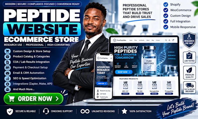 build peptide website, peptide store, peptide ecommerce, fda compliant website