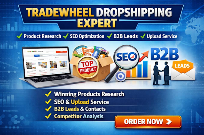 do tradewheel dropshipping product research upload seo optimization b2b leads