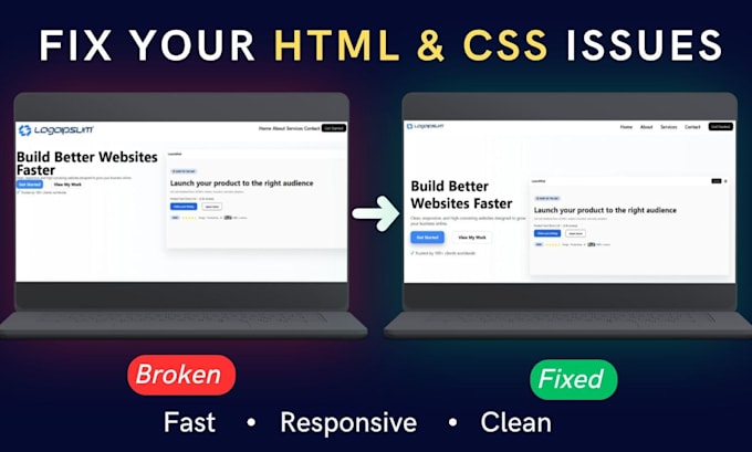 fix HTML CSS bugs, responsive issues and layout problems