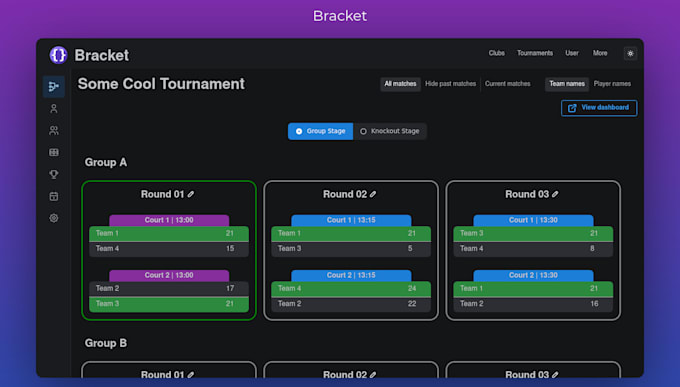 build a tournament management website with registration system