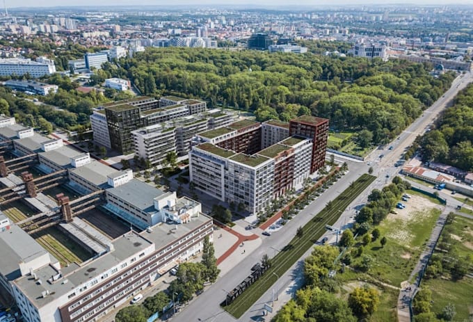 3d residential complex design,visualize site plan,urban plan aerial 3d rendering