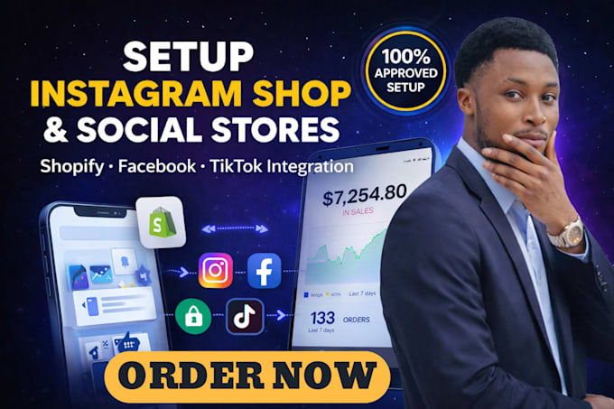 setup instagram shop, integrate with shopify, facebook and tiktok shop setup
