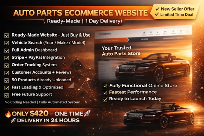 sell complete auto parts ecommerce website with admin panel
