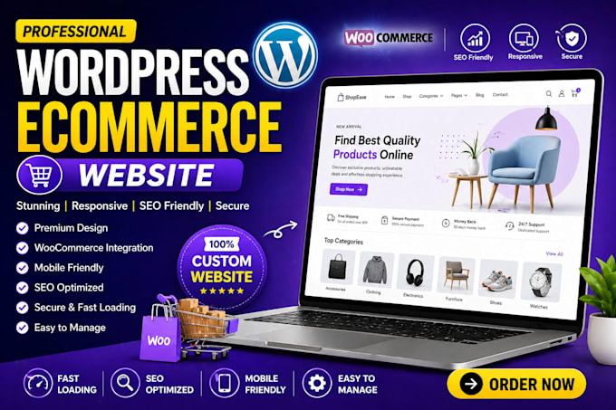 build wordpress ecommerce website, online store and wocommerce shop