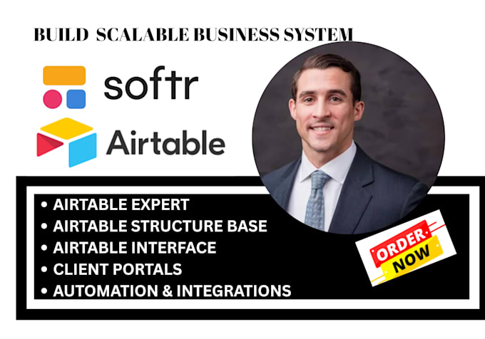setup airtable database, airtable interface, automation CRM, and build softr