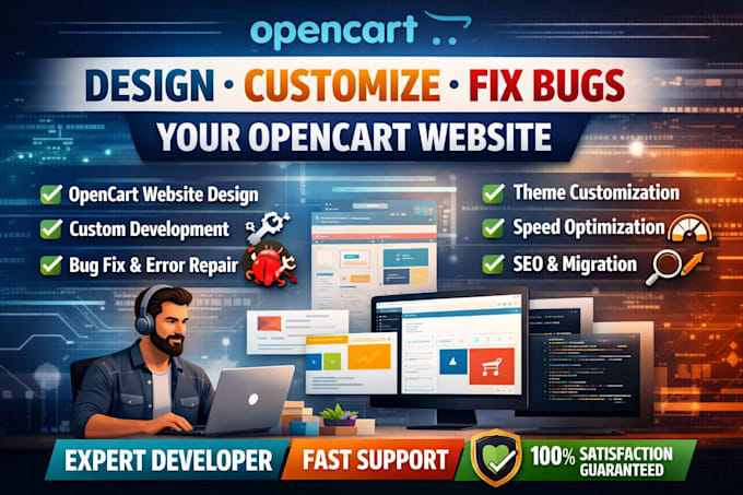 design, customize, fix bugs issues in opencart website