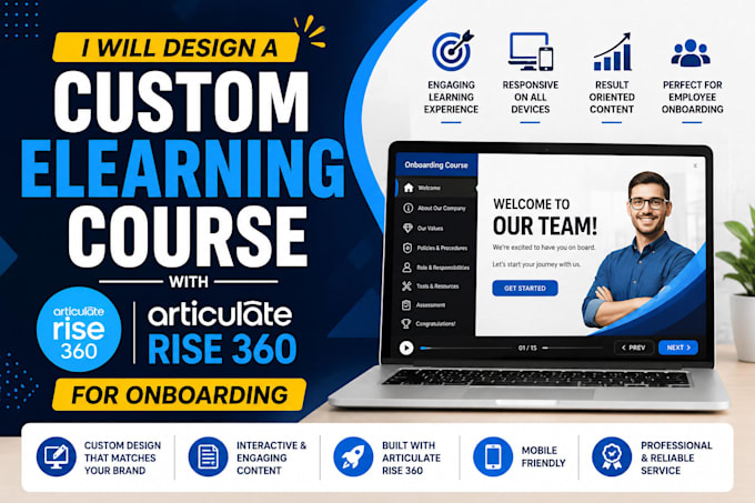 design a custom elearning course with articulate rise 360 for onboarding