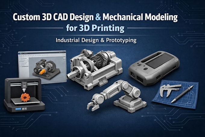 do 3d cad design, mechanical cad modelling, industrial design for 3d printing