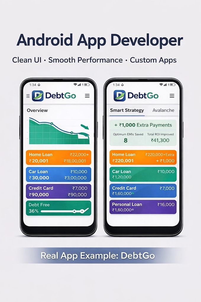 develop a modern android app with clean UI smooth interface